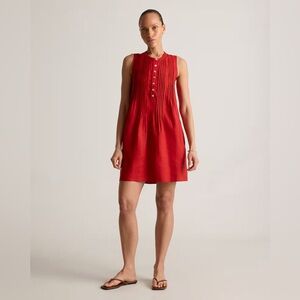 NWT QUINCE 100% European Linen Sleeveless Swing Dress Chile Red, Size __